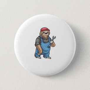 Sloth Mechanic Wrench Classic T - Shirt Button