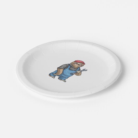 Sloth Mechanic Wrench Classic T - Shirt Pappteller (Schrägansicht)