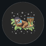 Sloth Menorah Hanukkah Chanukah Animal Sloths Jewi Runder Aufkleber<br><div class="desc">Sloth Menorah Hanukkah Chanukah Animal Sloths jüdisch</div>