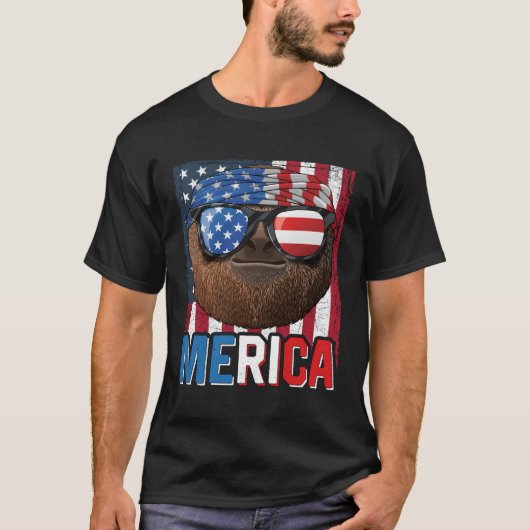 Sloth Merica 4. Juli Lazy American Animal Patr T-Shirt (Vorderseite)