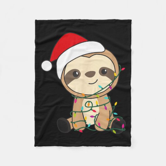 Sloth Merry Christmas Winter Sloths Christmas  Fleecedecke (Vorderseite)