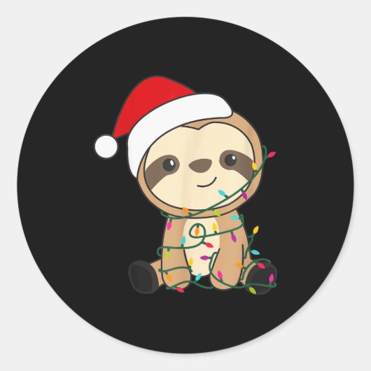 Sloth Merry Christmas Winter Sloths Christmas  Runder Aufkleber (Vorderseite)