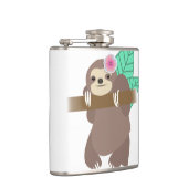 Sloth mit Blumen-Digital-Illustration Flachmann (Rechts)