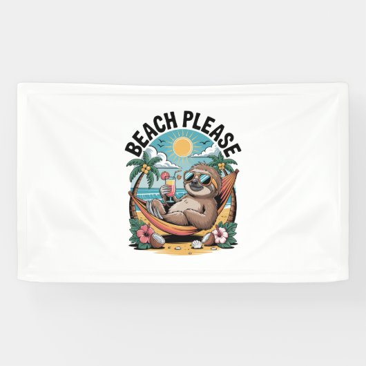 Sloth mit Eiscreme Summer Beach Bitte Banner (Horizontal)