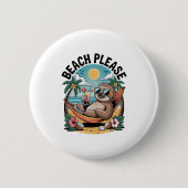 Sloth mit Eiscreme Summer Beach Bitte Button (Vorderseite)