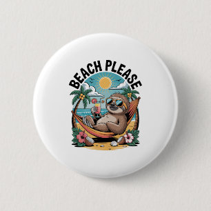 Sloth mit Eiscreme Summer Beach Bitte Button