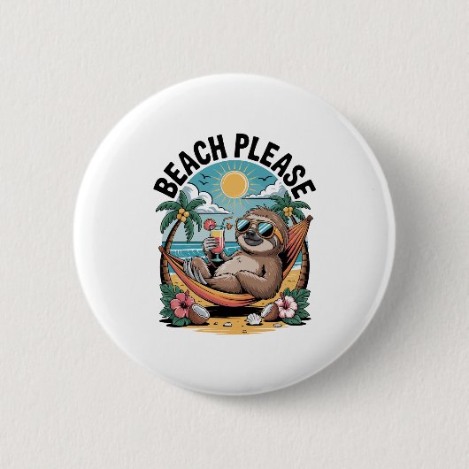 Sloth mit Eiscreme Summer Beach Bitte Button (Vorderseite)