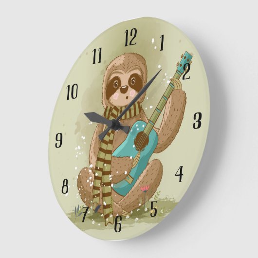Sloth mit Gitarre Große Wanduhr (Winkel)