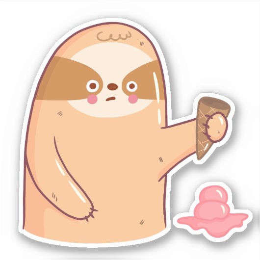 Sloth mit Ice Cream Funny Aufkleber (Vorderseite)