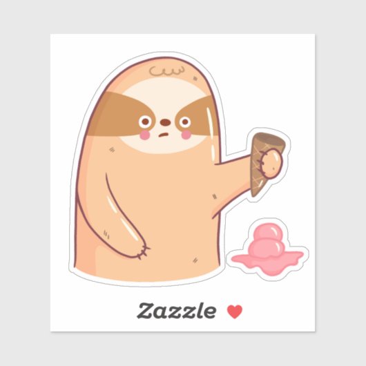 Sloth mit Ice Cream Funny Aufkleber (Blatt)