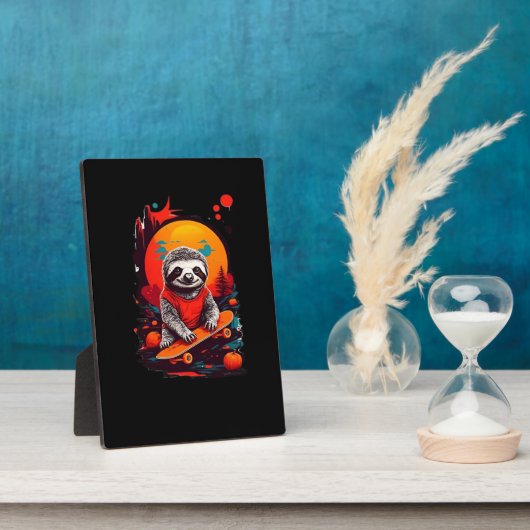 Sloth mit Skateboard auf halloween Classic T Fotoplatte (Seite)