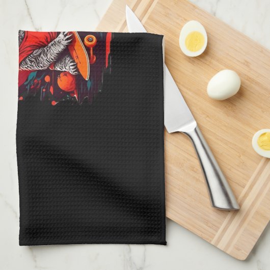 Sloth mit Skateboard auf halloween Classic T Geschirrtuch (Viertel Falte)