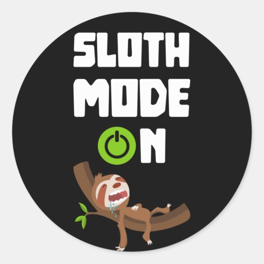 Sloth Mode on Sleeping Sloth Illustration Runder Aufkleber (Vorderseite)