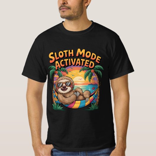 Sloth-Modus aktiviert lustig Lazy Vibes Beach T-Shirt (Vorderseite)