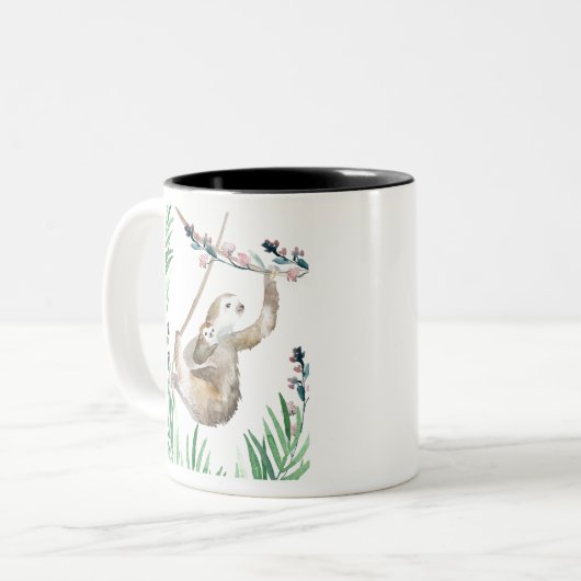 Sloth Momma Zweifarbige Tasse (Vorderseite Links)