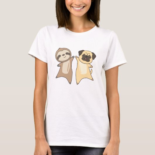 Sloth Mops Hunde Tierfreunde Hunde T-Shirt (Vorderseite)