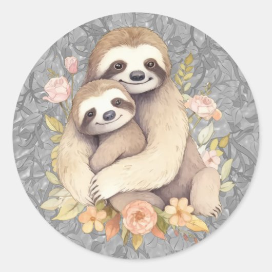 Sloth Mother und Baby Stickers (Vorderseite)