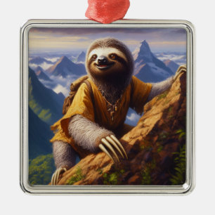 Sloth Mountain Climbing Ornament Aus Metall