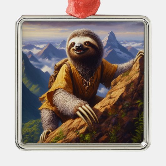 Sloth Mountain Climbing Ornament Aus Metall (Vorne)