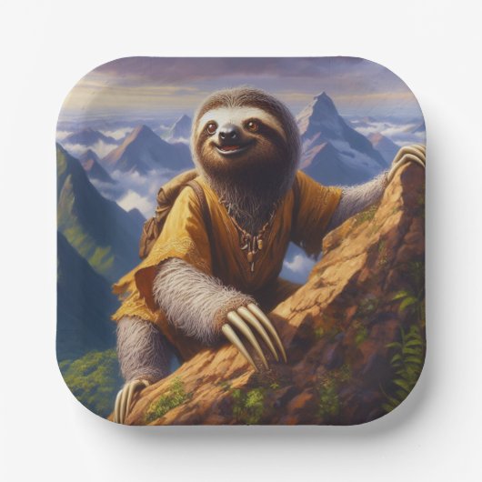Sloth Mountain Climbing Pappteller (Vorderseite)