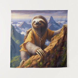 Sloth Mountain Climbing Wandteppich