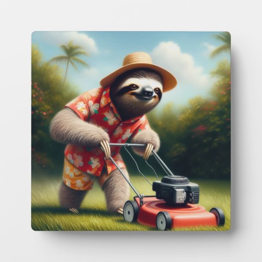 Sloth Mowing Lawn Fotoplatte (Vorderseite)