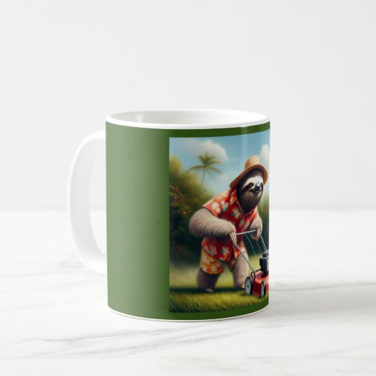 Sloth Mowing Lawn Kaffeetasse (Vorderseite Links)