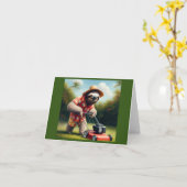 Sloth Mowing Lawn Karte (Gelbe Blume)