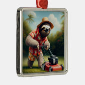 Sloth Mowing Lawn Ornament Aus Metall (Rechts)