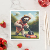 Sloth Mowing Lawn Serviette (Beispiel)
