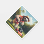 Sloth Mowing Lawn Serviette (Ecke)