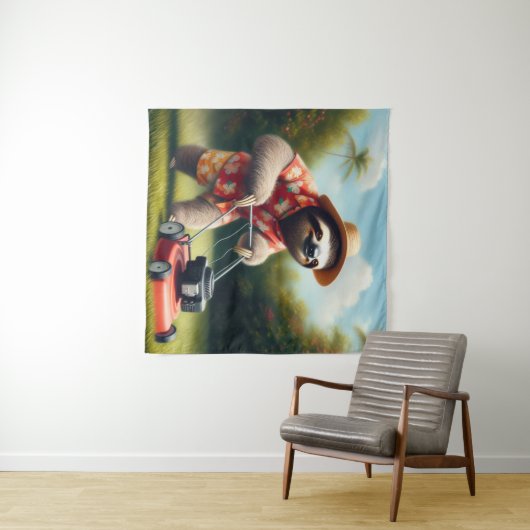 Sloth Mowing Lawn Wandteppich (Beispiel (Horizontal))