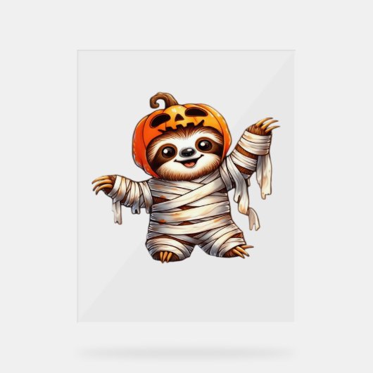Sloth Mummy Halloween Classic T - Shirt Acrylschild (Vorderseite)