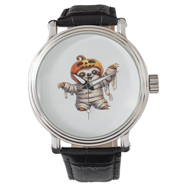 Sloth Mummy Halloween Classic T - Shirt Armbanduhr (Vorderseite)