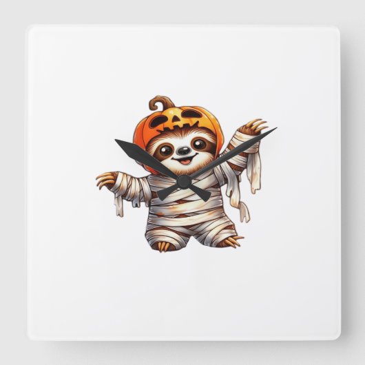 Sloth Mummy Halloween Classic T-Shirt Quadratische Wanduhr (Vorderseite)