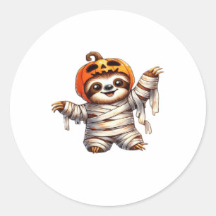 Sloth Mummy Halloween Classic T - Shirt Runder Aufkleber