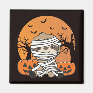 Sloth Mummy Pumpkin Sloths Happy Halloween Magnet