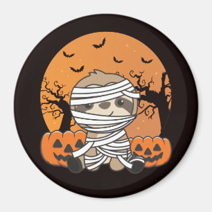 Sloth Mummy Pumpkin Sloths Happy Halloween Magnet