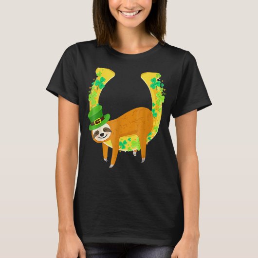 Sloth Napping auf Leprechaun Horseshoe St Patrick' T-Shirt (Vorderseite)