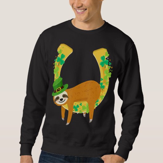 Sloth Napping On Leprechaun Horseshoe St Patrick's Sweatshirt (Vorderseite)
