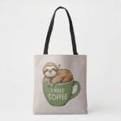 Sloth Need Coffee Tasche (Vorderseite)