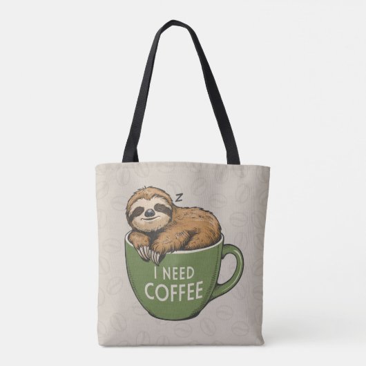 Sloth Need Coffee Tasche (Rückseite)