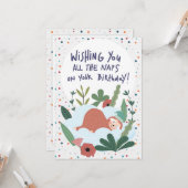 Sloth Nickerchen Lazy Birthday - Thema Polka Karte (Vorderseite/Rückseite Beispiel)