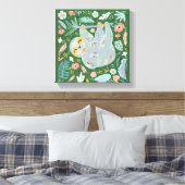 Sloth Niedlich Floral Leinwanddruck (Insitu (Schlafzimmer))