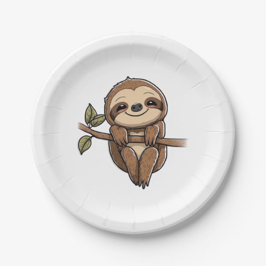 Sloth Niedlich Sloth Niedlicher Cartoon Pappteller (Vorderseite)
