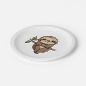 Sloth Niedlich Sloth Niedlicher Cartoon Pappteller (Schrägansicht)