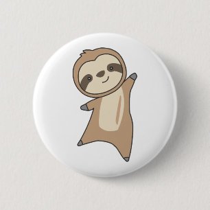 Sloth Niedlicher Tiere für Kinder an sonnigen Plät Button