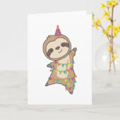 Sloth Niedlicher Tiere für Kinder Funny Birthday Karte (Gelbe Blume)