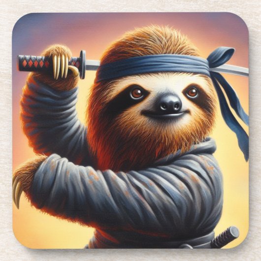 Sloth Ninja Getränkeuntersetzer (Vorderseite)