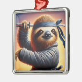 Sloth Ninja Ornament Aus Metall (Links)